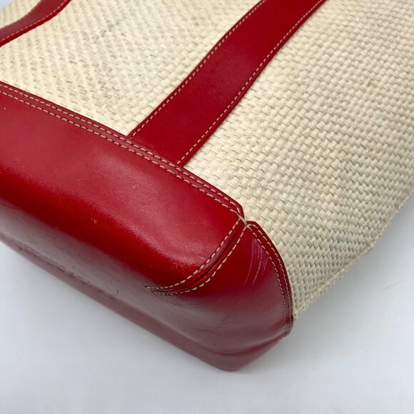 Coach Neutral And Red Cabana Straw Tote Bag 8908 - Picture 8 of 11